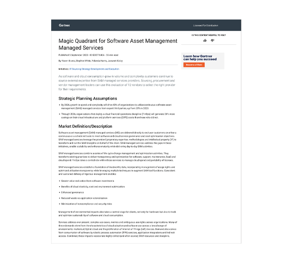 Gartner Magic Quadrant SAM Cover