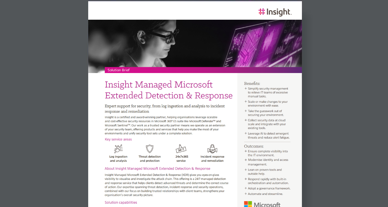 Article Insight Managed Microsoft Extended Detection & Response (XDR) Image