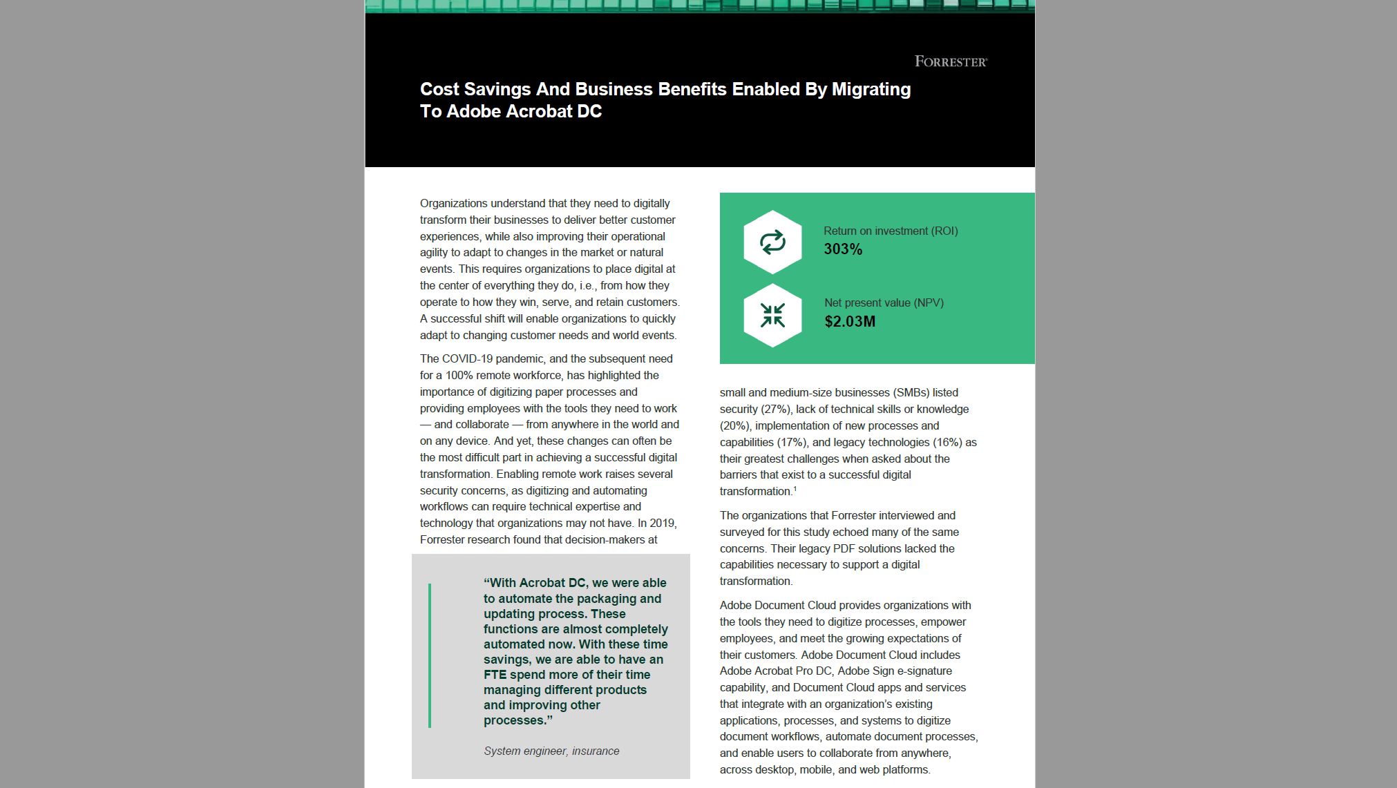 Article Forrester Report: Cost Savings and Business Benefits Enabled by Migrating to Acrobat DC Image