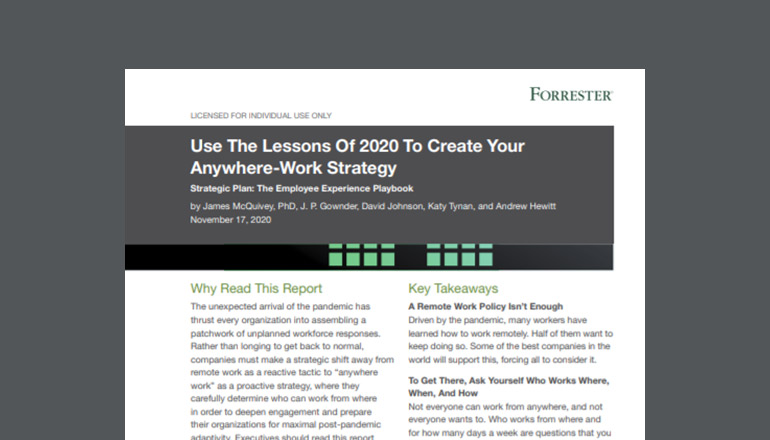 文章 Forrester: Creating Your Anywhere-Work Strategy 图像