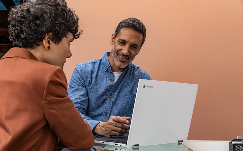 Business professional working on ChromeOS device